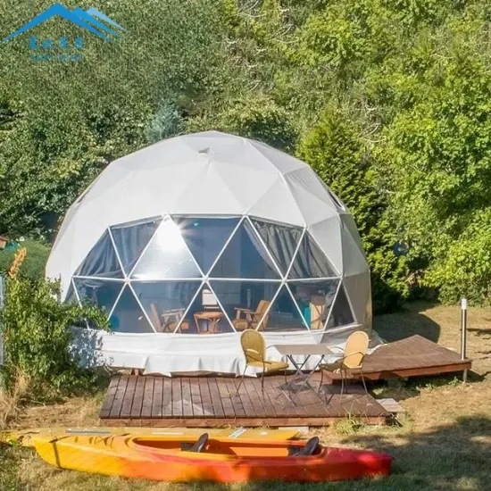 Tente géodésique connectée de luxe en PVC imperméable de luxe 2024 Igloo Glamping à double dôme